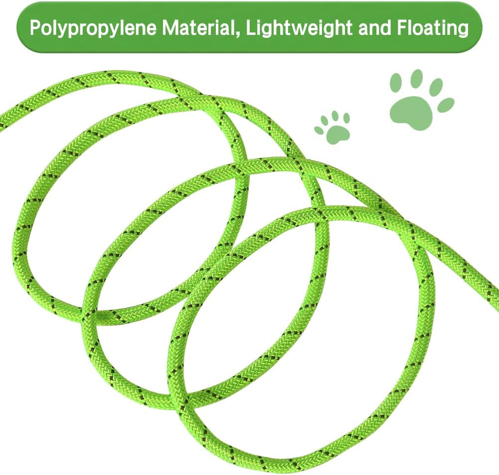 Floating Long Dog Leash, 32Ft Dog Training Leash for Swimming and Lake, Reflective Long Rope Lead with Soft Handle for Outside, Yard, Camping, Hiking and Beach (Green).