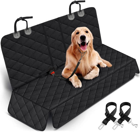 Premium Waterproof Dog Car Seat Cover - Non-Slip Back Seat Protector for Cars, Trucks & SUVs - Fits Middle Armrest - Black.