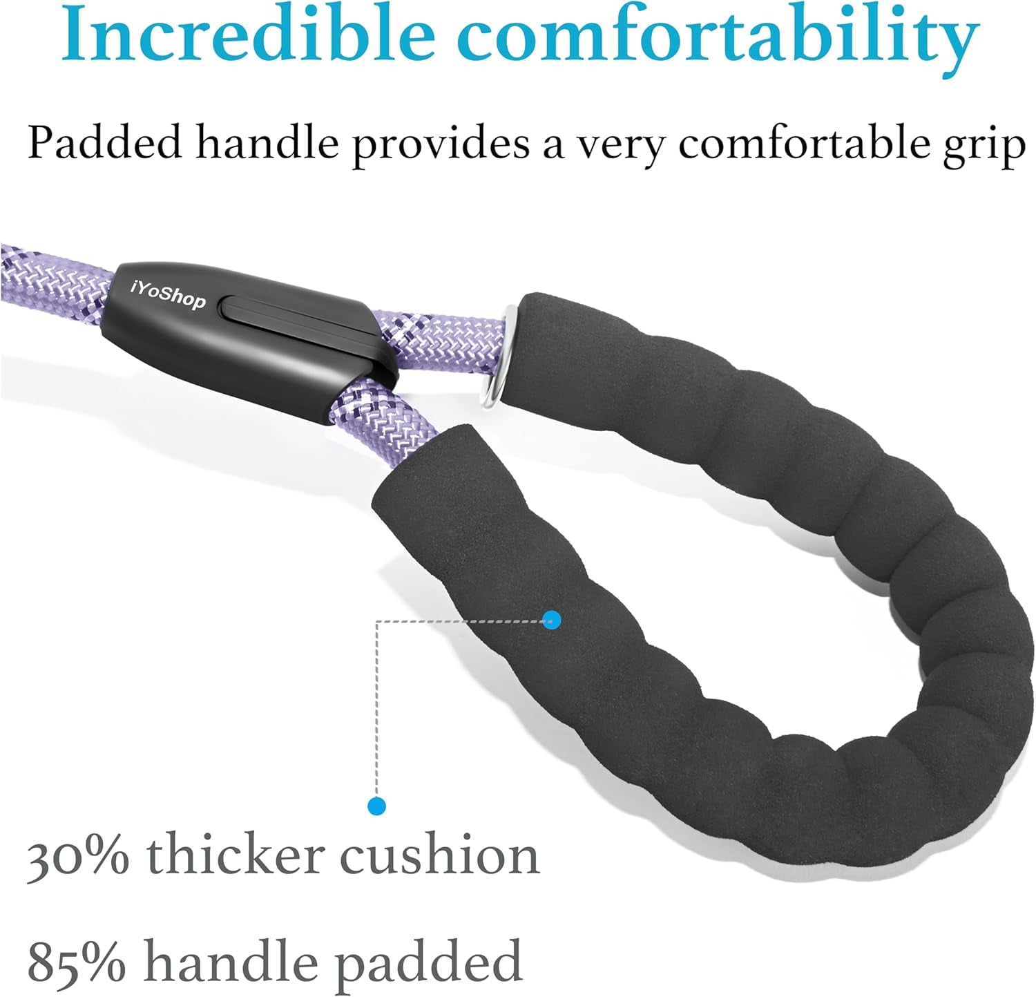 Durable Slip Lead Dog Leash with Padded Handle and Highly Reflective Threads, No Pull Dog Training Leash, (1/2" X 6 FT, Lavender).