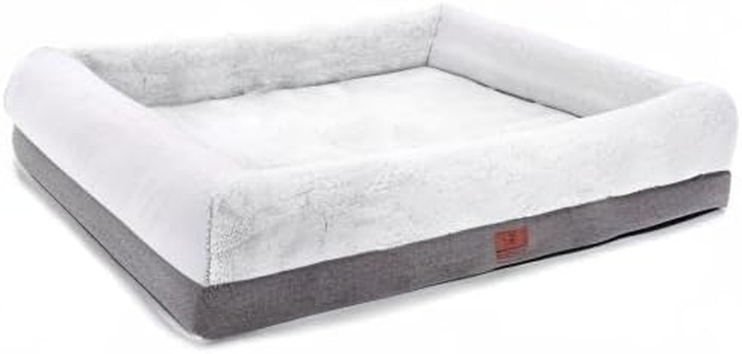 Orthopedic Dog Bed for Medium Dogs, Bolster Sides Dogs Sofa Bed with Removable Washable Cover & Non-Skid Bottom, Soft Pet Bed with Egg Foam Dog Couch for Sleeping, 31 X 25 Inch, Gray.