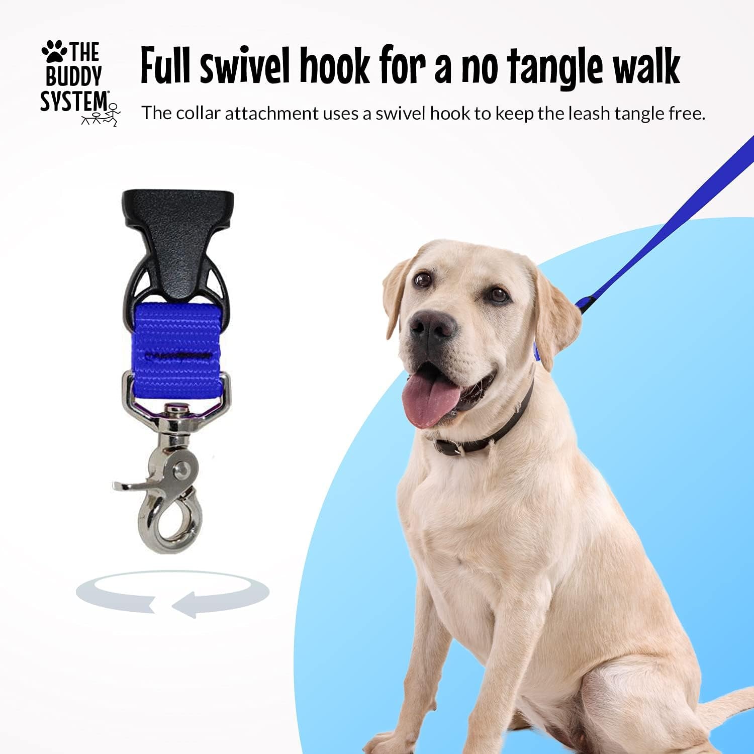 Hands Free Dog Leash, Adjustable Leash for Running, Jogging, Training and Service Dogs, Great for Small, Medium and Large Dogs, Made in USA (Royal Blue, Large Belt (27"- 50" Waist)).