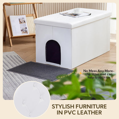 Cat Litter Box Enclosure Furniture Hidden, Cat Washroom Bench Storage Cabinet | Extra Large 35.4'' X 19.7'' X 19.7''| Dog Proof | Waterproof Inside/Easy Clean | Easy Assembly | Odor Control.