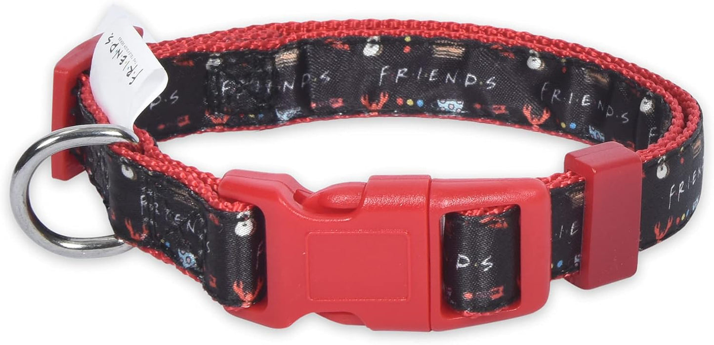 Friends Merch: Iconic TV Show Dog Collar, Black with D-Ring for Medium Dogs.