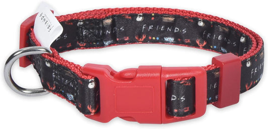 Friends Merch: Iconic TV Show Dog Collar, Black with D-Ring for Medium Dogs.