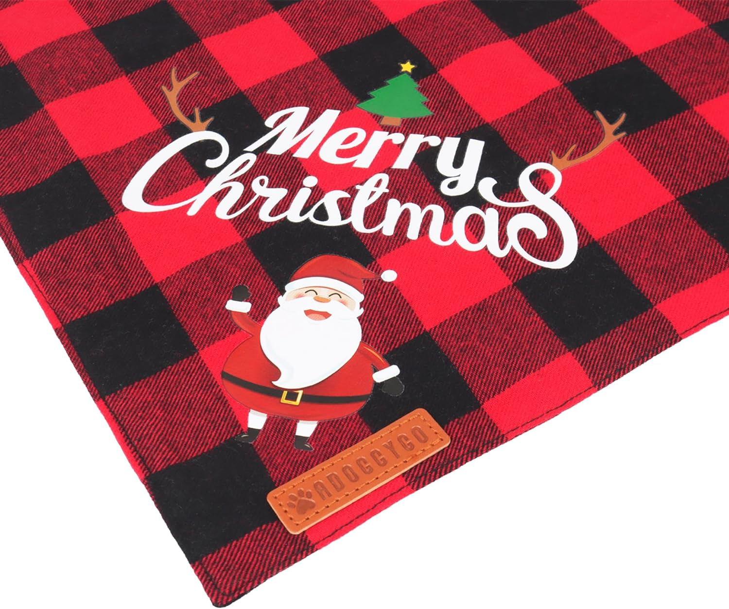 2 Pack Dog Bandana Christmas Classic Plaid Pet Scarf Triangle Bibs Kerchief Merry Christmas Santa Snowman Bandana for Medium Large Dogs Pets (Large).