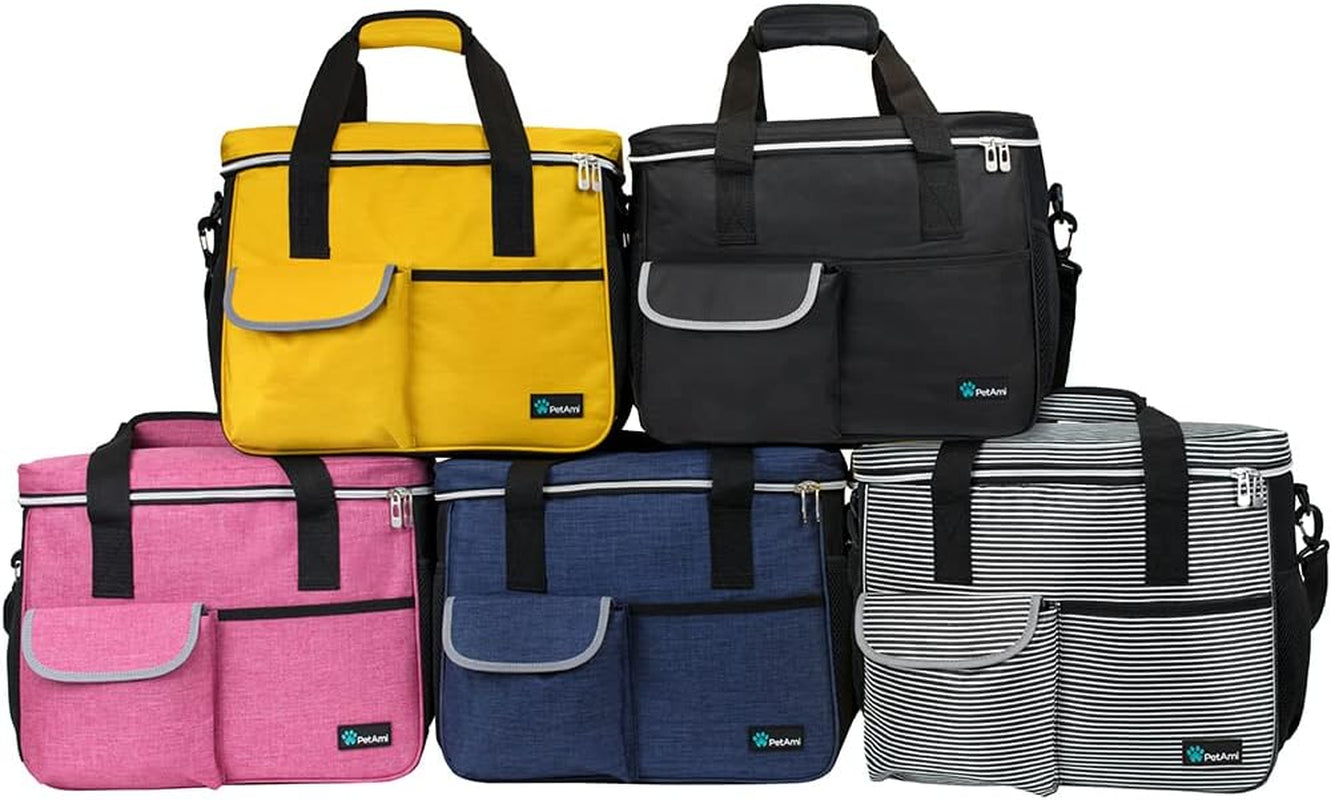 Dog Travel Bag, Travel Pet Bag Organizer, Dog Food Travel Bag with Food Container and Bowls, Dog Travel Supplies Gift Accessories for Weekend Camping, Dog Cat Diaper Bag (Yellow, Medium).