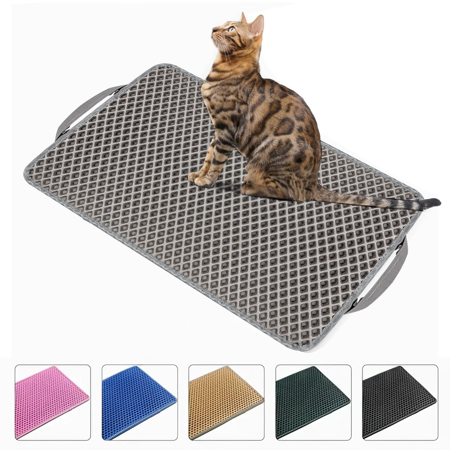 Double Layer anti Tracking Waterproof Cat Litter Trapping Mat Gray.