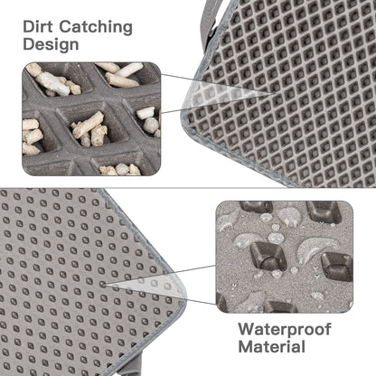 Double Layer anti Tracking Waterproof Cat Litter Trapping Mat Gray.