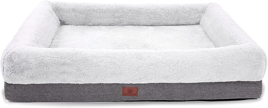 Orthopedic Dog Bed for Medium Dogs, Bolster Sides Dogs Sofa Bed with Removable Washable Cover & Non-Skid Bottom, Soft Pet Bed with Egg Foam Dog Couch for Sleeping, 31 X 25 Inch, Gray.