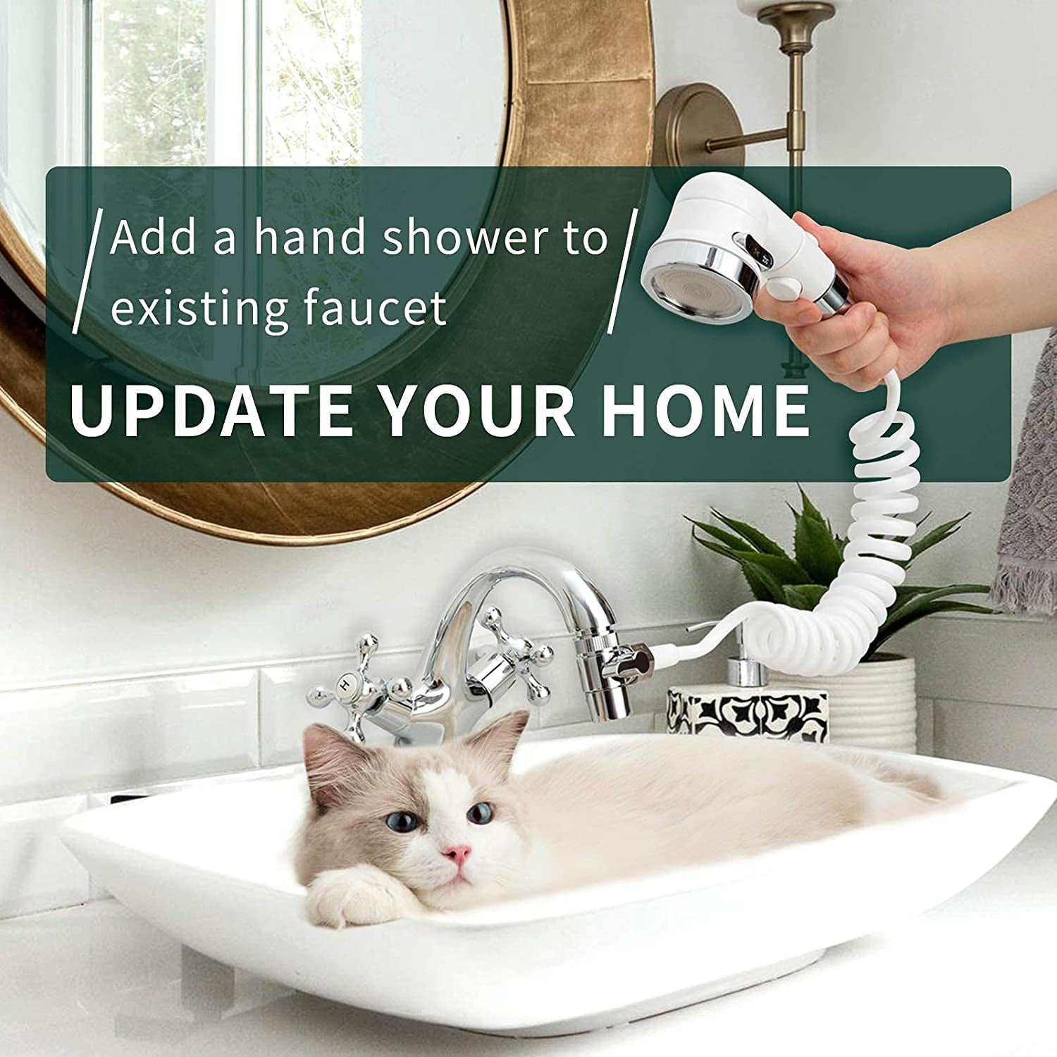 Sink Faucet Sprayer Attachment, Shower Head Attaches to Tub Faucet, Dog Bathing Hose Shower Set for Laundry Bathroom Kitchen.