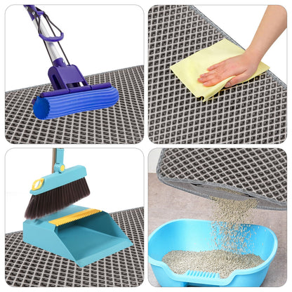 Double Layer anti Tracking Waterproof Cat Litter Trapping Mat Gray.