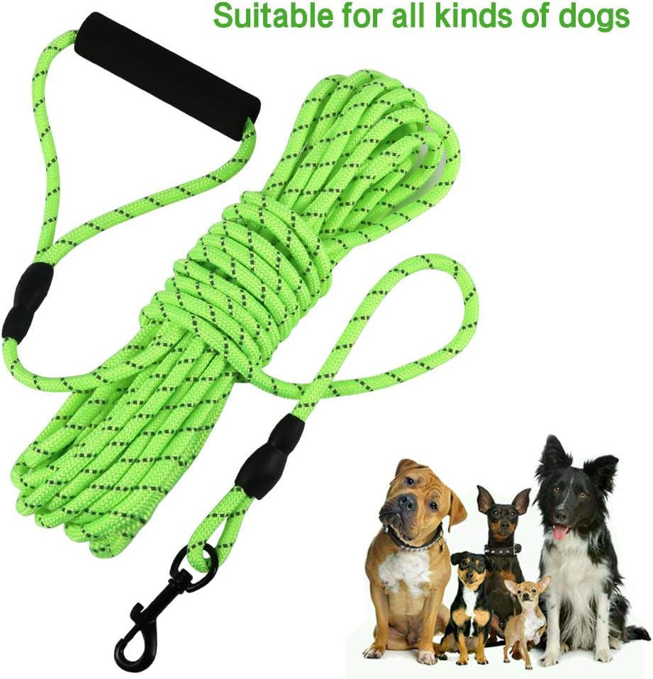 Floating Long Dog Leash, 32Ft Dog Training Leash for Swimming and Lake, Reflective Long Rope Lead with Soft Handle for Outside, Yard, Camping, Hiking and Beach (Green).