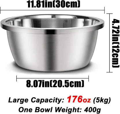 Stainless Steel Large Dog Bowl Set of 2, with 176 Oz (24Cup) High Capacity Metal Dog Food Bowls,Desirable Water and Food Bowls for Large, X-Large, and Giant Dogs,Heavy Duty, Bpa-Free.