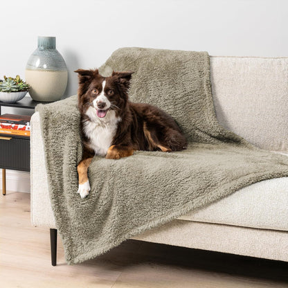 Fluffy Waterproof Dog Blanket for Small Medium Dogs, Soft Warm Pet Sherpa Throw Pee Proof Couch Cover, Reversible Cat Puppy Bed Blanket Sofa Protector, Plush Washable Pad (Taupe Camel, 24X32).