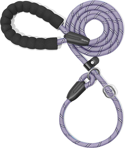Durable Slip Lead Dog Leash with Padded Handle and Highly Reflective Threads, No Pull Dog Training Leash, (1/2" X 6 FT, Lavender).