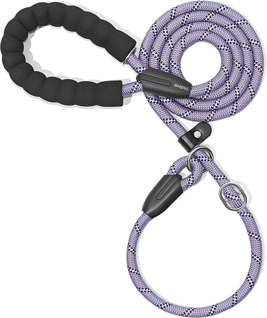 Durable Slip Lead Dog Leash with Padded Handle and Highly Reflective Threads, No Pull Dog Training Leash, (1/2" X 6 FT, Lavender).
