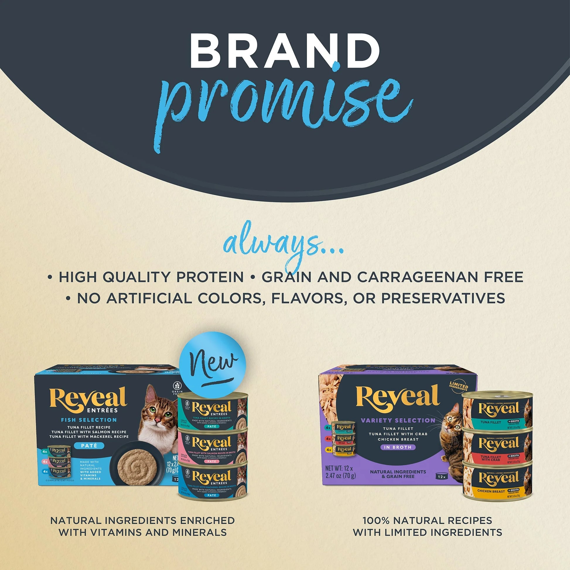 Reveal Natural Wet Cat Food, Fish & Chicken in Gravy Variety Pack, 12 X 2.47 Oz Cans.