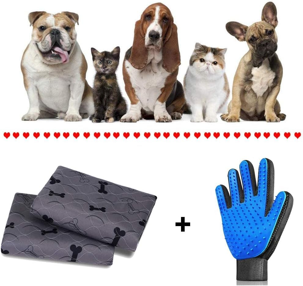 Washable Dog Pee Pads with Free Grooming Gloves,Non Slip Dog Mats with Great Urine Absorption,Reusable Puppy Pee Pads for Whelping,Potty,Training,Playpen.