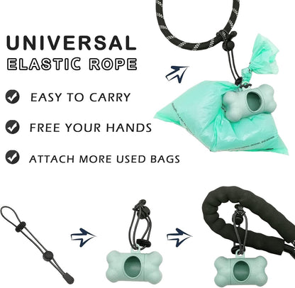 Dog Poop Pickup Bags Holder Dispenser with Standard-Sized Leak-Proof Scented Doggy Waste Bags and Carabiner with Safety Lock&Fastener Never Loose on Leash Lead Again (1 Holder 195 Bags, Blue).