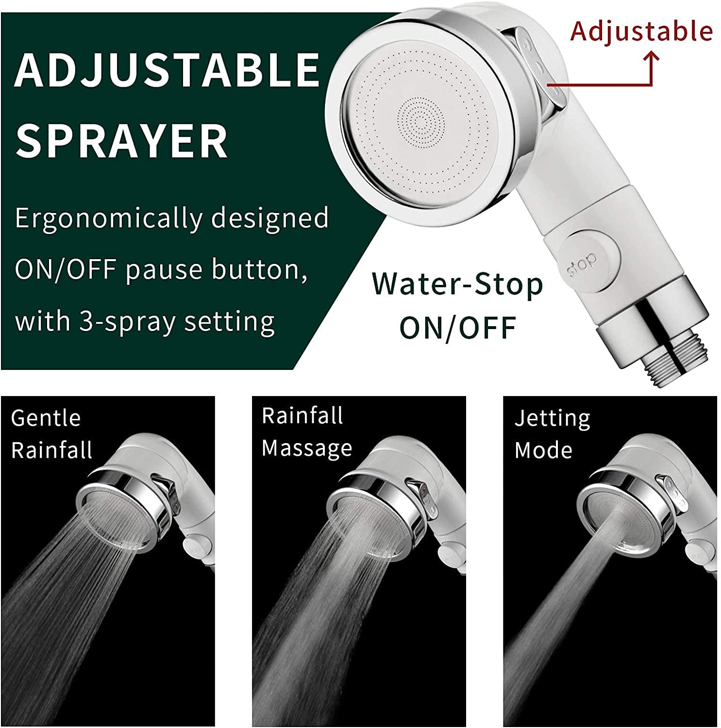 Sink Faucet Sprayer Attachment, Shower Head Attaches to Tub Faucet, Dog Bathing Hose Shower Set for Laundry Bathroom Kitchen.