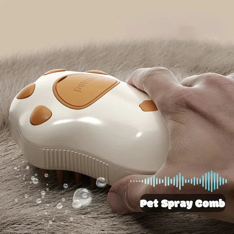 Electric Cat Steam Brush – 3-In-1 Pet Grooming Comb with Water Spray for Cats and Dogs, USB Rechargeable.