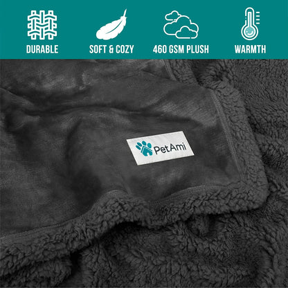 Dog Blanket for Bed, XL Pet Blanket Large Dogs, Fleece Furniture Couch Cover Protector Sofa Car Crate Kennel, Soft Sherpa Cat Throw Plush Reversible Washable, Twin 60X80 Solid Dark Gray.