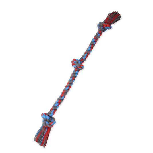 Flossy Chews Cottonblend 3 Knot Tug Rope Dog Toy, Extra-Large, 36", Assorted Colors.