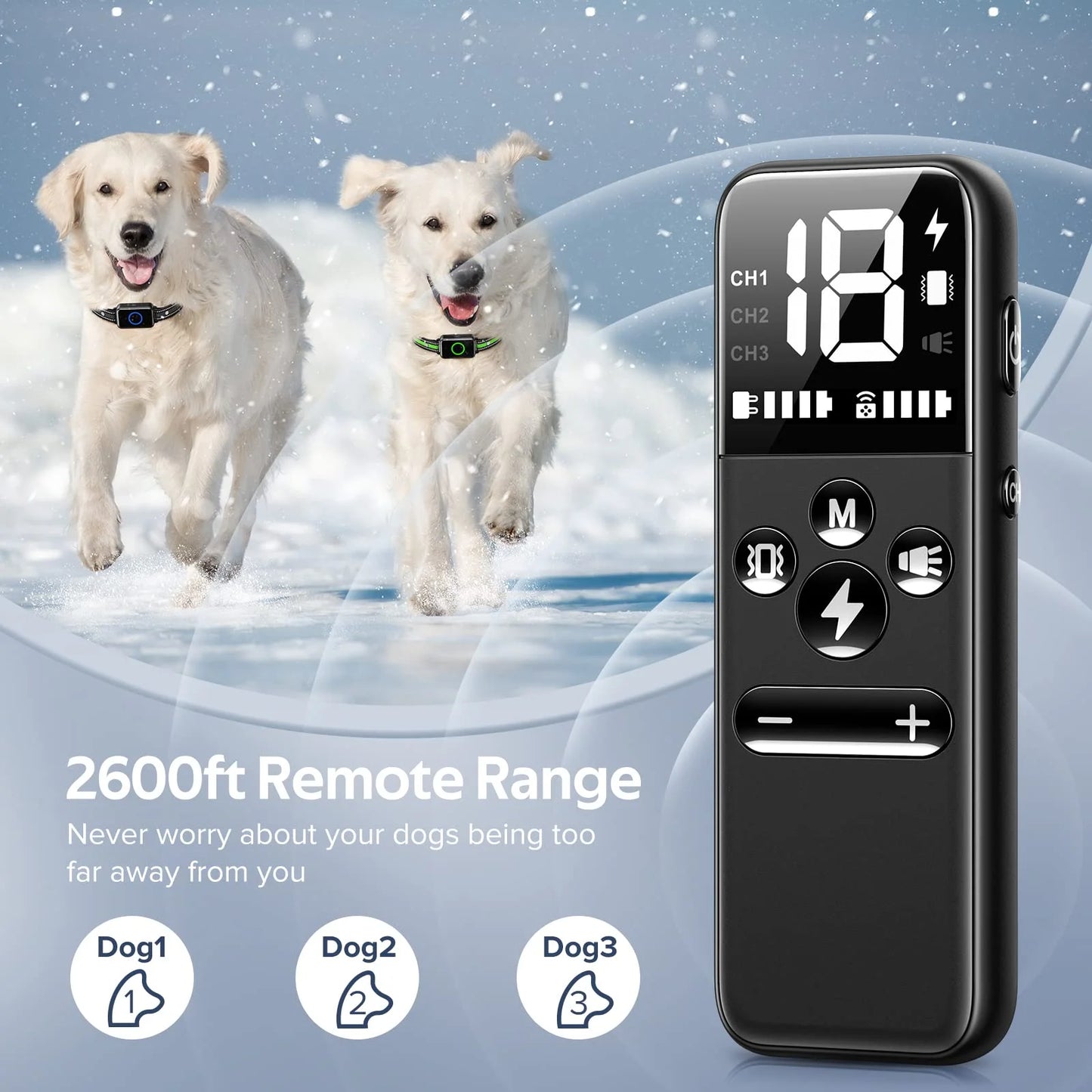 Dog Shock Collar for 2 Dogs,Dog Training Collar with Remote for Large, Medium, Small Dogs, E Collar with Vibration, Electric Shock, Beep.