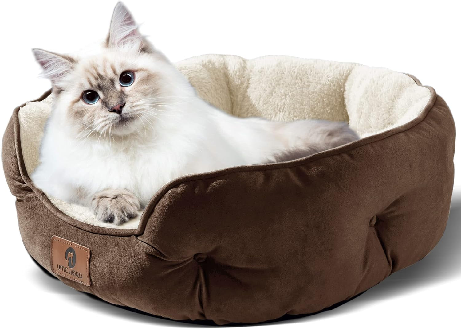 Small Dog Bed for Small Dogs, Cat Beds for Indoor Cats, Pet Bed for Puppy and Kitty, Extra Soft & Machine Washable with Anti-Slip & Water-Resistant Oxford Bottom, Brown, 20 Inches.