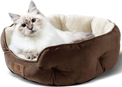 Small Dog Bed for Small Dogs, Cat Beds for Indoor Cats, Pet Bed for Puppy and Kitty, Extra Soft & Machine Washable with Anti-Slip & Water-Resistant Oxford Bottom, Brown, 20 Inches.