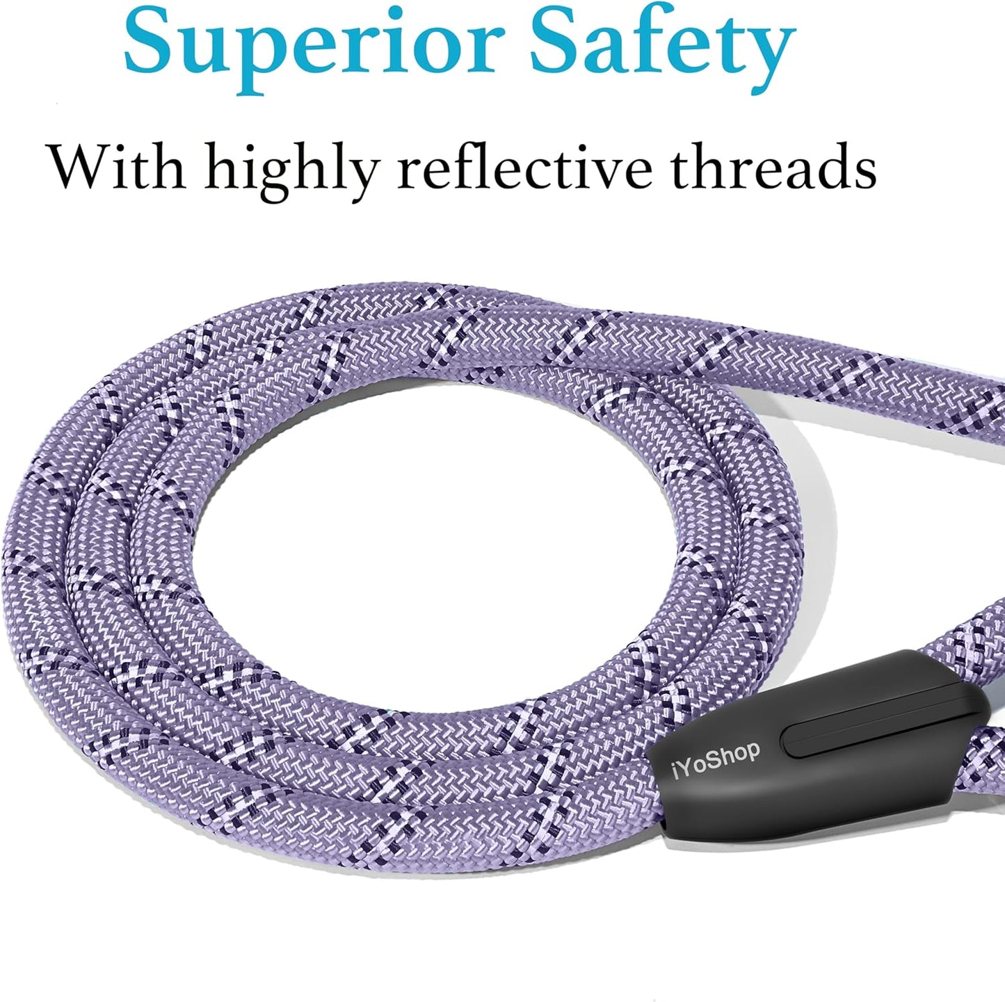 Durable Slip Lead Dog Leash with Padded Handle and Highly Reflective Threads, No Pull Dog Training Leash, (1/2" X 6 FT, Lavender).