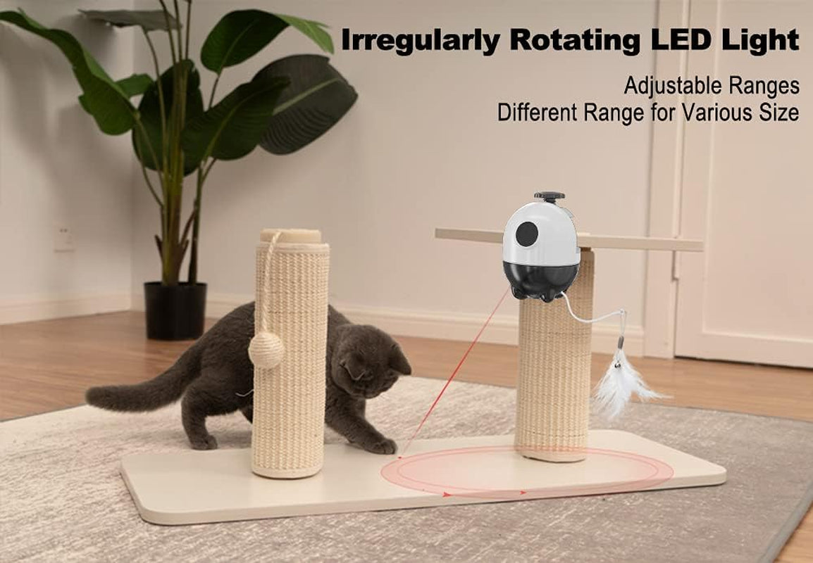 Cat Toys Interactive - 2 in 1 Laser and Cat Feather Toys Kitten Toys, Automatic Cat Toys for Indoor Cats Play Chase Exercise, with 2 Pcs Feather and Streamer Tape Replacements.